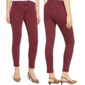 Caslon Sierra NEW High Waist Ankle Pants Jeans Stretch Pockets Zip Red Pocket 31